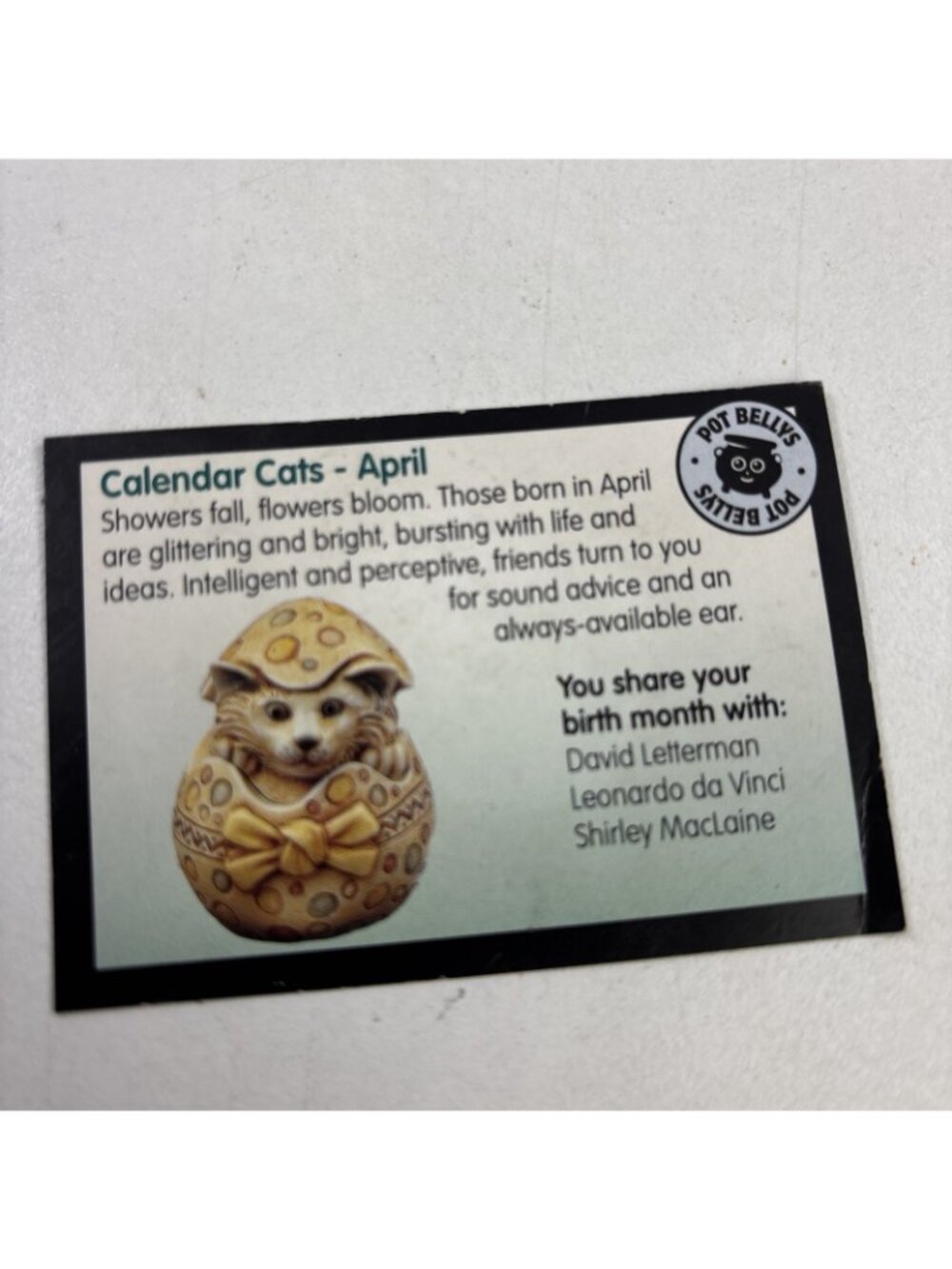 2001 Harmony Kingdom Pot Bellys "April " Birthday Easter Calendar Cat Figurine - Picture 2 of 7
